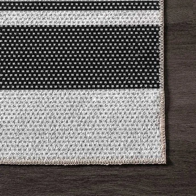 Online Kirklands Home Gray and Black Striped Washable Area Rug, 5x8