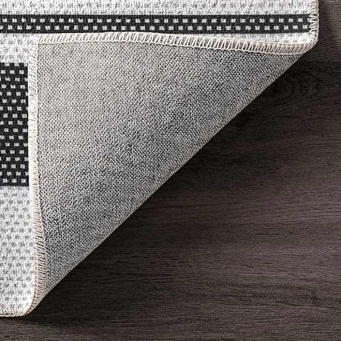 Online Kirklands Home Gray and Black Striped Washable Area Rug, 5x8