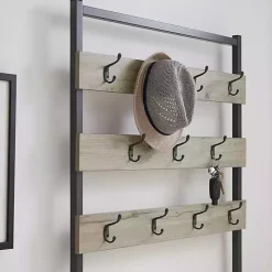 New Kirklands Home and Black Wood Bench Hall Tree Gray