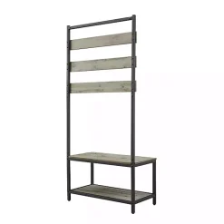 New Kirklands Home and Black Wood Bench Hall Tree Gray