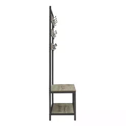 New Kirklands Home and Black Wood Bench Hall Tree Gray