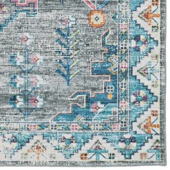 Hot Kirklands Home Gray and Blue Barron Washable Area Rug, 5x7