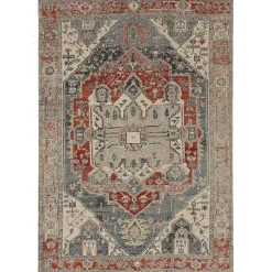 Sale Kirklands Home Gray and Blue Traditional Medallion Area Rug, 8x10