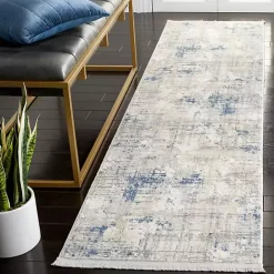 New Kirklands Home Gray and Blue Whisper Abstract Runner, 2x8