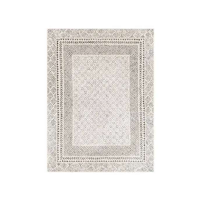 Hot Kirklands Home Gray and Cream Border Harrah Area Rug, 7x10