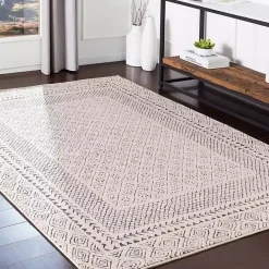 Hot Kirklands Home Gray and Cream Border Harrah Area Rug, 7x10