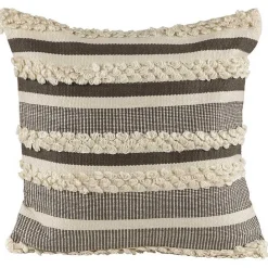 Discount Kirklands Home Gray and Cream Striped Indoor/Outdoor Pillow