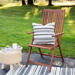Discount Kirklands Home Gray and Cream Striped Indoor/Outdoor Pillow