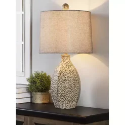 Kirklands Home and Cream Textured Table Lamp Gray