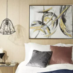 Outlet Kirklands Home Gray and Gold Abstract Framed Canvas Art Print