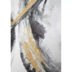 Outlet Kirklands Home Gray and Gold Abstract Framed Canvas Art Print