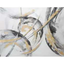 Outlet Kirklands Home Gray and Gold Abstract Framed Canvas Art Print