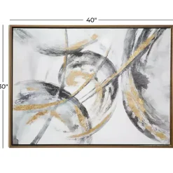 Outlet Kirklands Home Gray and Gold Abstract Framed Canvas Art Print
