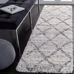 Discount Kirklands Home Gray and Ivory Fontana Shag Runner, 2x8