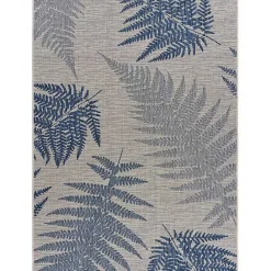 Outlet Kirklands Home Gray and Navy Falling Ferns Outdoor Area Rug, 5x7