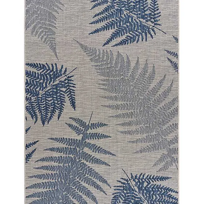 Outlet Kirklands Home Gray and Navy Falling Ferns Outdoor Area Rug, 5x7