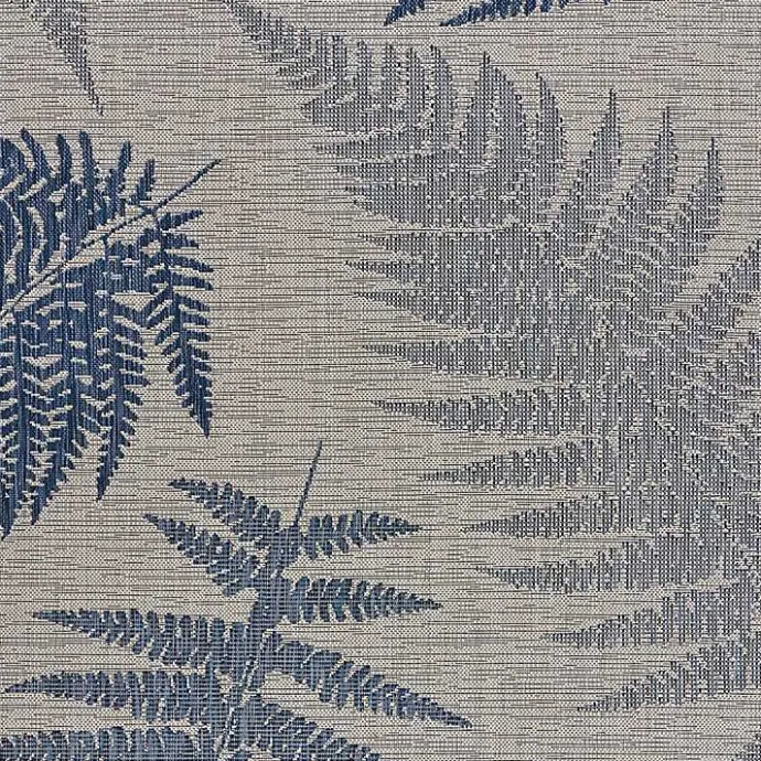 Outlet Kirklands Home Gray and Navy Falling Ferns Outdoor Area Rug, 5x7