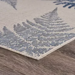 Outlet Kirklands Home Gray and Navy Falling Ferns Outdoor Area Rug, 5x7