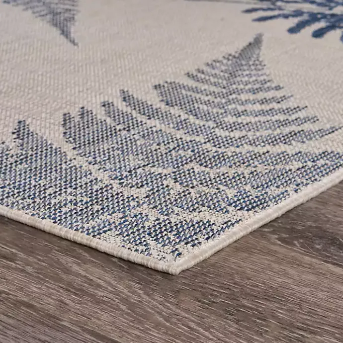 Outlet Kirklands Home Gray and Navy Falling Ferns Outdoor Area Rug, 5x7