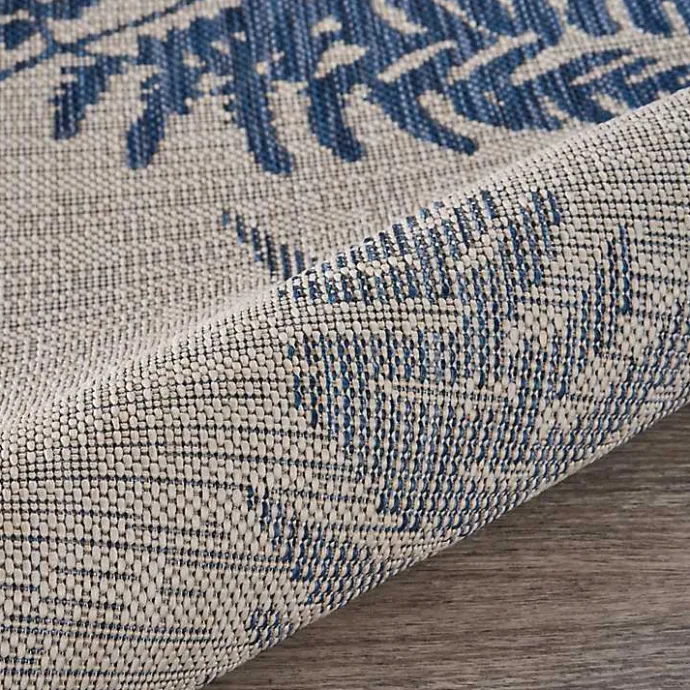 Outlet Kirklands Home Gray and Navy Falling Ferns Outdoor Area Rug, 5x7