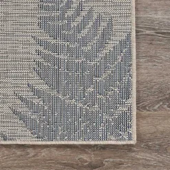 Outlet Kirklands Home Gray and Navy Falling Ferns Outdoor Area Rug, 5x7