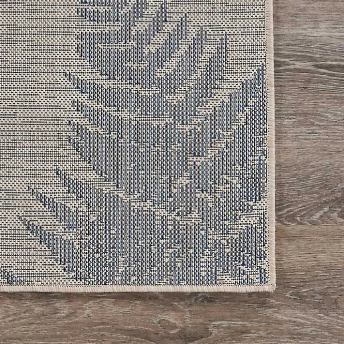 Outlet Kirklands Home Gray and Navy Falling Ferns Outdoor Area Rug, 5x7