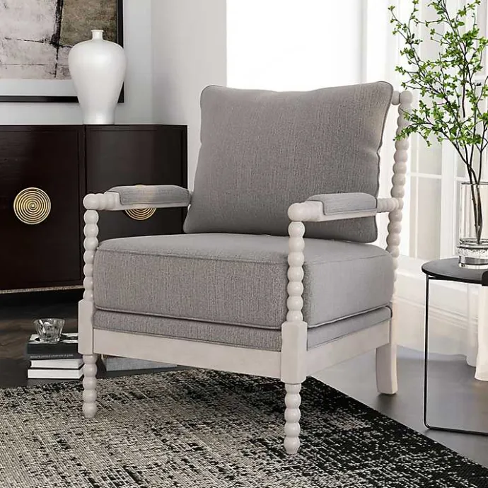Outlet Kirklands Home and White Beaded Frame Accent Chair Gray