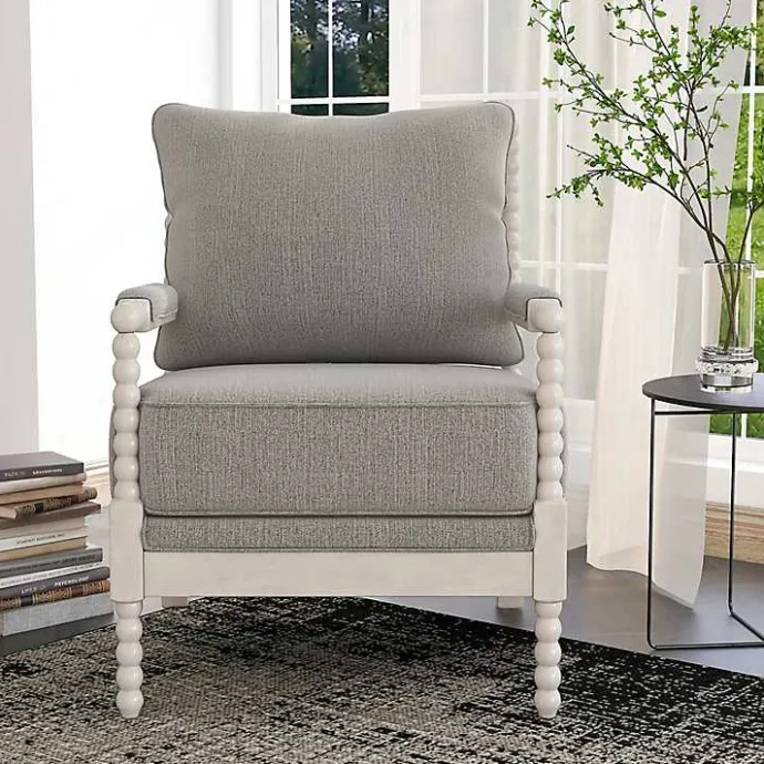 Outlet Kirklands Home and White Beaded Frame Accent Chair Gray