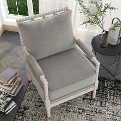 Outlet Kirklands Home and White Beaded Frame Accent Chair Gray