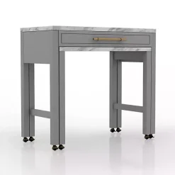 Discount Kirklands Home Gray and White Faux Marble Nested Counter Table
