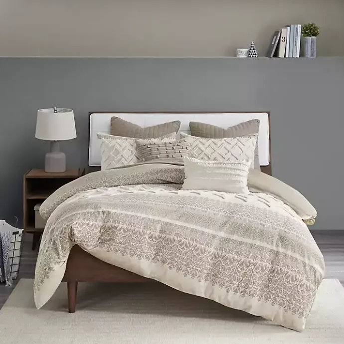 Outlet Kirklands Home Gray and White 3-pc. California King Duvet Set