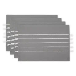 Online Kirklands Home and White Striped Placemats, Set of 4 Gray