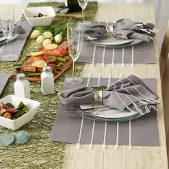 Online Kirklands Home and White Striped Placemats, Set of 4 Gray