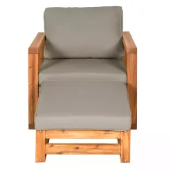 Discount Kirklands Home Gray and Wood 2-pc. Outdoor Chair and Ottoman Set