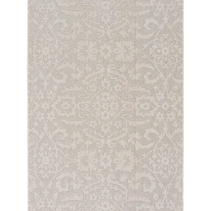 Kirklands Home Auckland Damask Outdoor Area Rug, 7x9 Gray