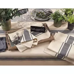 Outlet Kirklands Home Gray Banded Stripe Table Runner