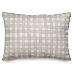 New Kirklands Home Basket Weave Outdoor Lumbar Pillow Gray