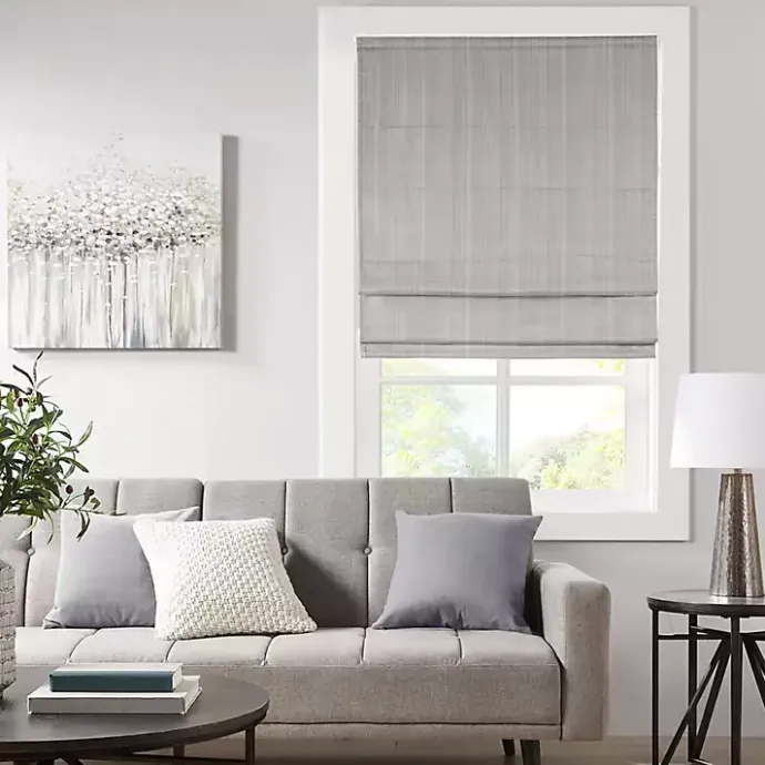 Discount Kirklands Home Basketweave Cordless Roman Shade, 27 in. Gray