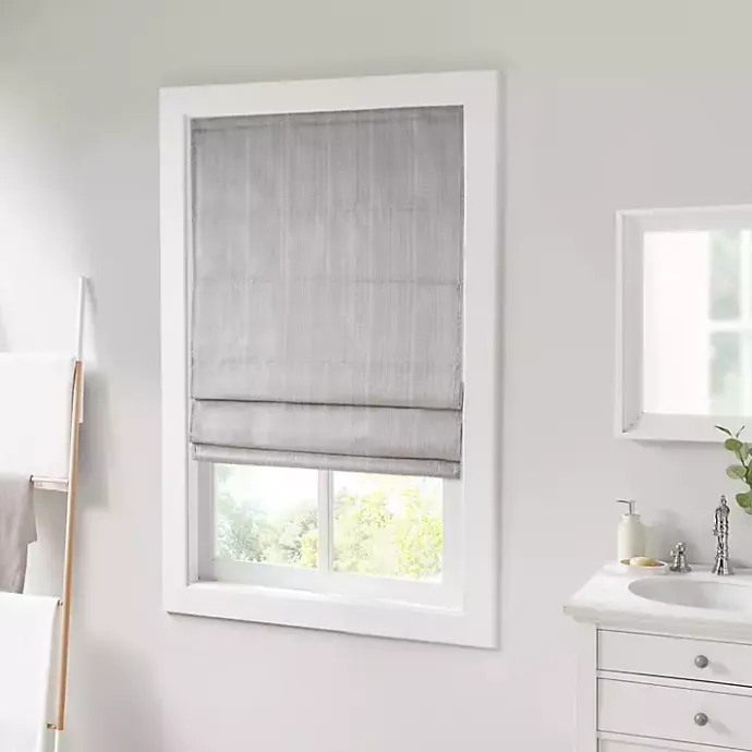 New Kirklands Home Basketweave Cordless Roman Shade, 33 in. Gray