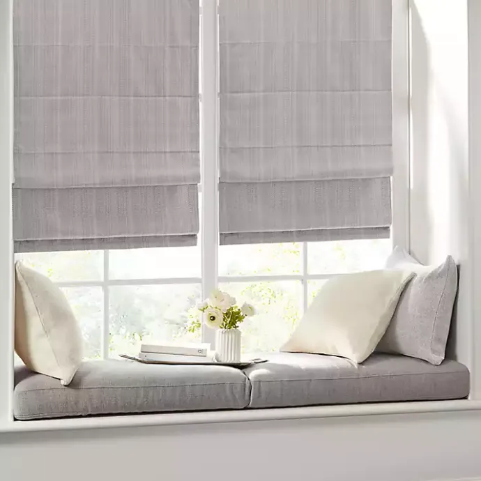 New Kirklands Home Basketweave Cordless Roman Shade, 33 in. Gray