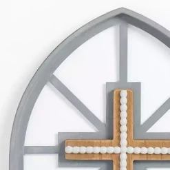 Sale Kirklands Home Gray Beaded Cathedral Cross Wall Plaque
