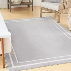 Discount Kirklands Home Gray Bordered Indoor/Outdoor Area Rug, 6x9