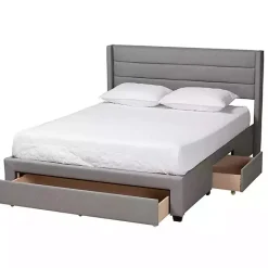 Outlet Kirklands Home Braylon Upholstered 3-Drawer Full Bed Gray