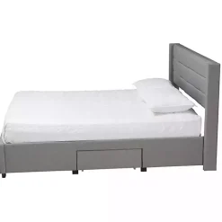 Outlet Kirklands Home Braylon Upholstered 3-Drawer Full Bed Gray