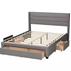 Outlet Kirklands Home Braylon Upholstered 3-Drawer Full Bed Gray