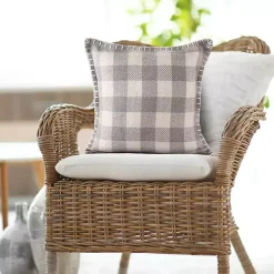 Best Kirklands Home Gray Buffalo Check Stitched Outdoor Throw Pillow
