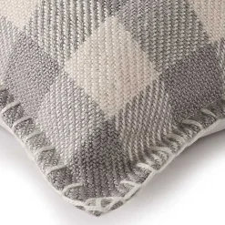Best Kirklands Home Gray Buffalo Check Stitched Outdoor Throw Pillow