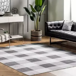 Outlet Kirklands Home Gray Buffalo Plaid Washable Area Rug, 4x6