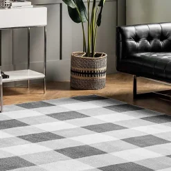 Outlet Kirklands Home Gray Buffalo Plaid Washable Area Rug, 4x6