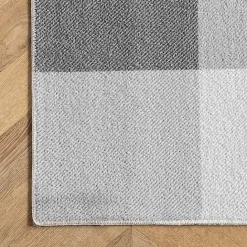 Outlet Kirklands Home Gray Buffalo Plaid Washable Area Rug, 4x6